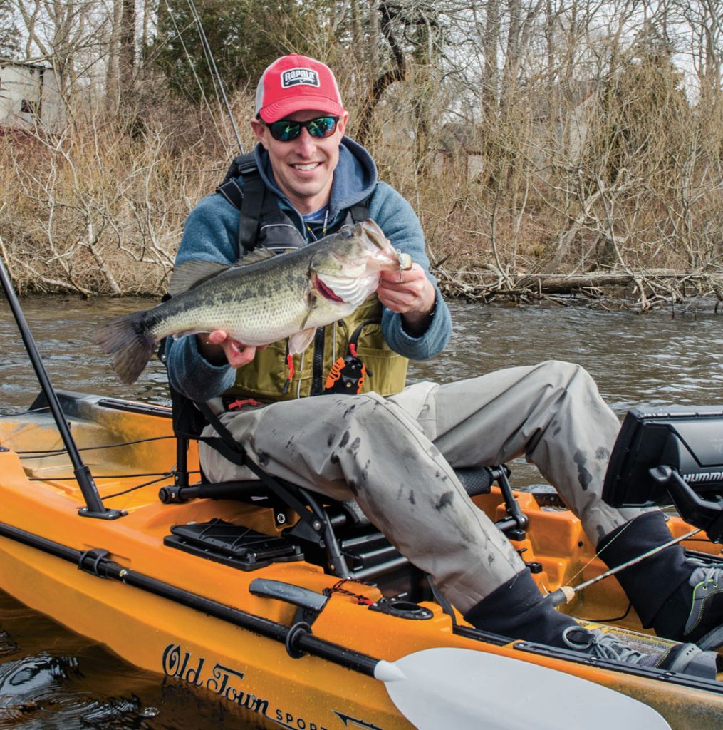 largemouth landed on kayak