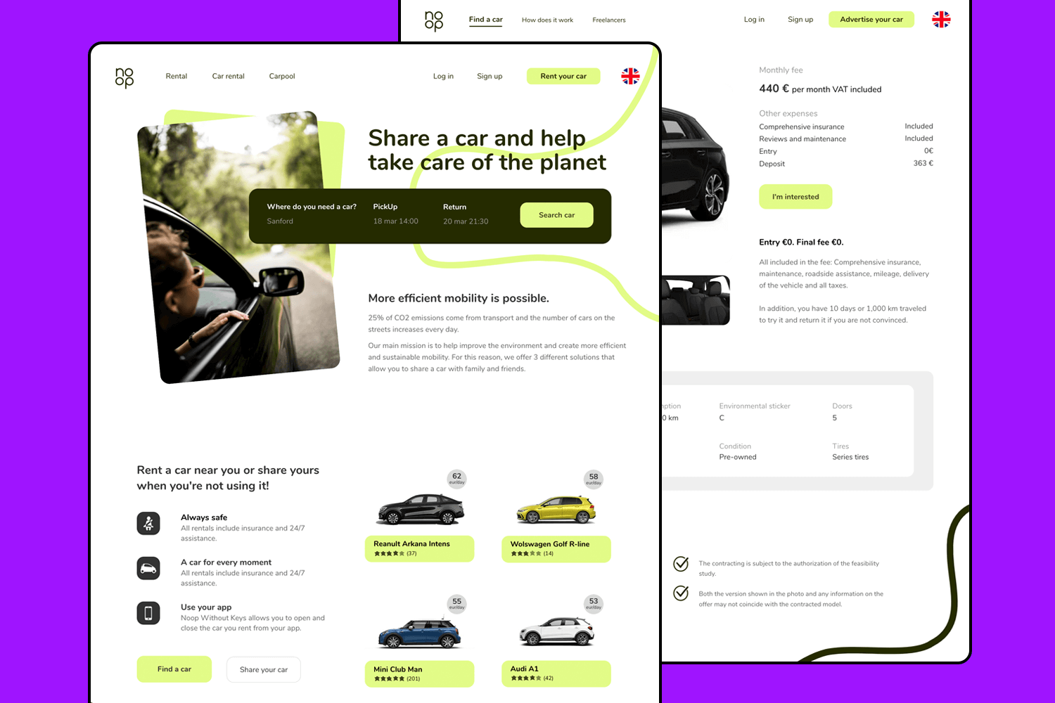 car rental website example