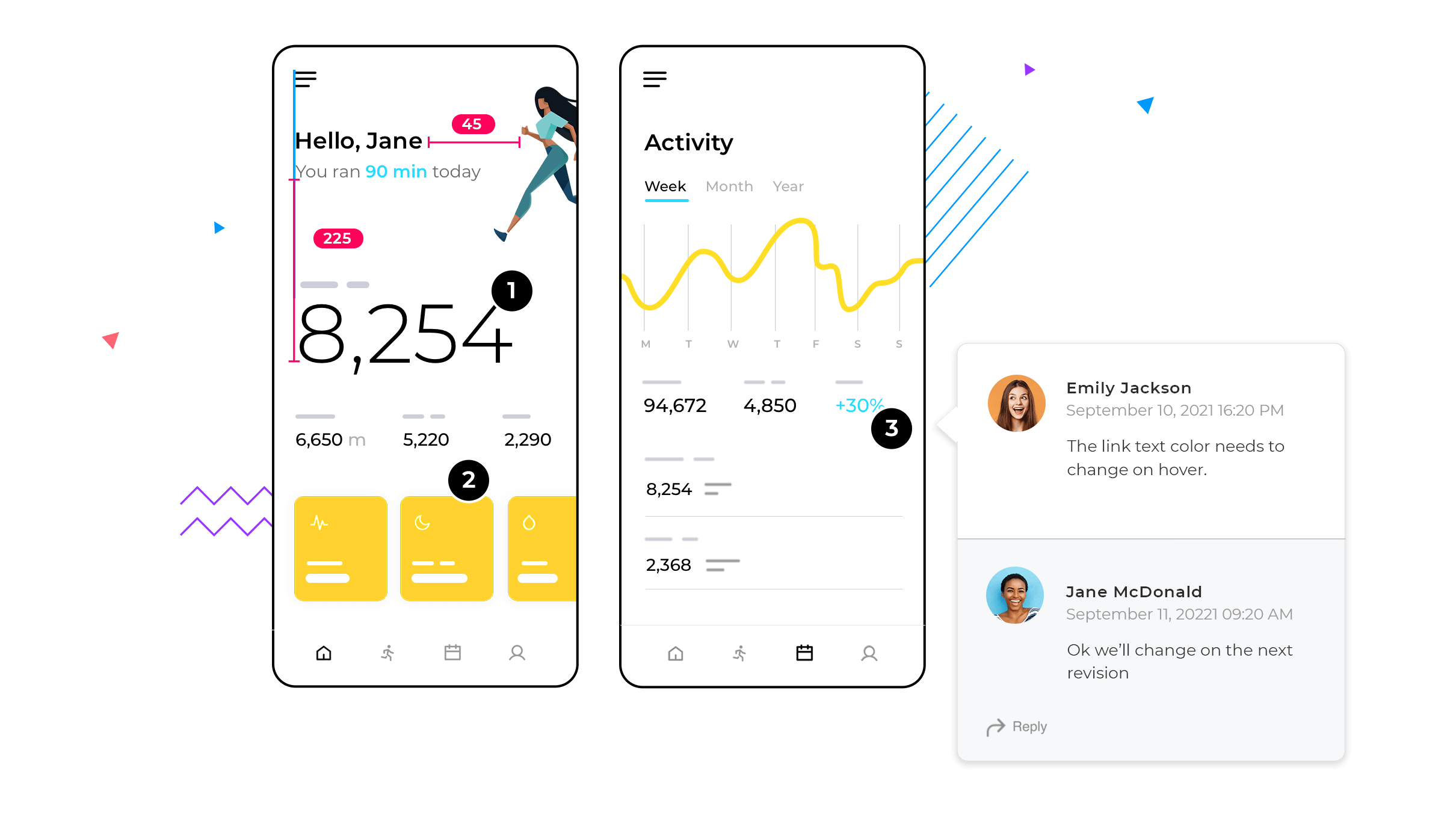 Example of collaboration features for team UI design 