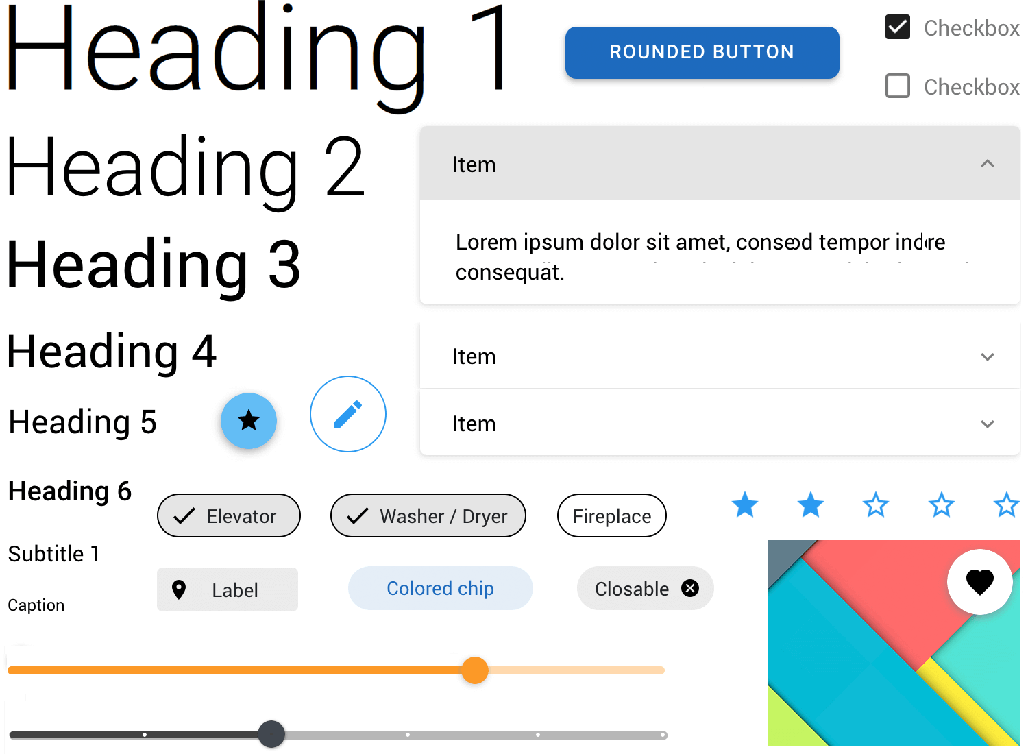 component examples from Justinmind's Vuetify UI library