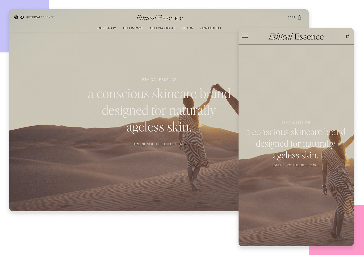 Ethical Essence responsive website example on desktop and mobile