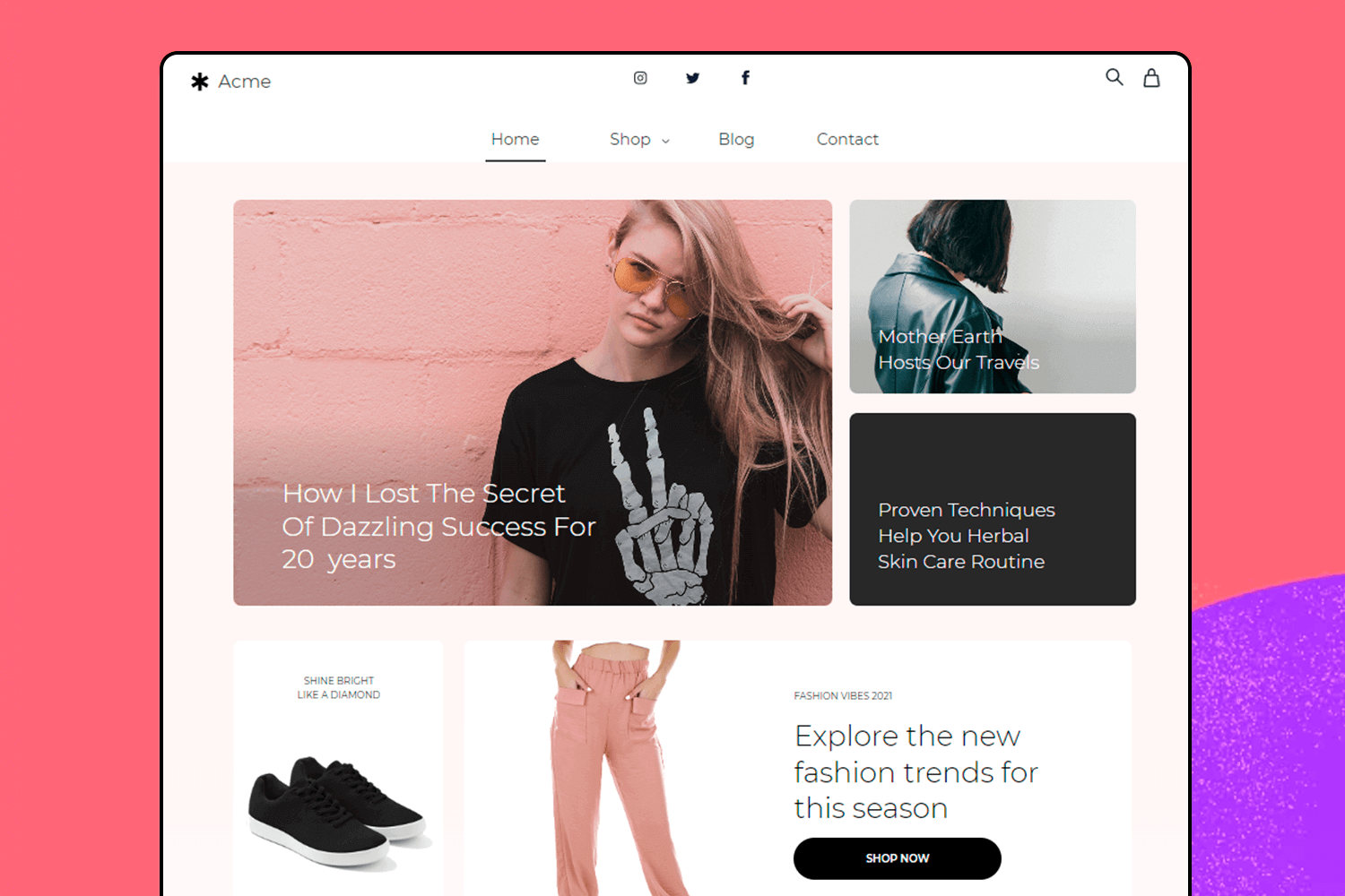 Clean and modern fashion e-commerce website UI design with clear navigation and visually appealing product displays