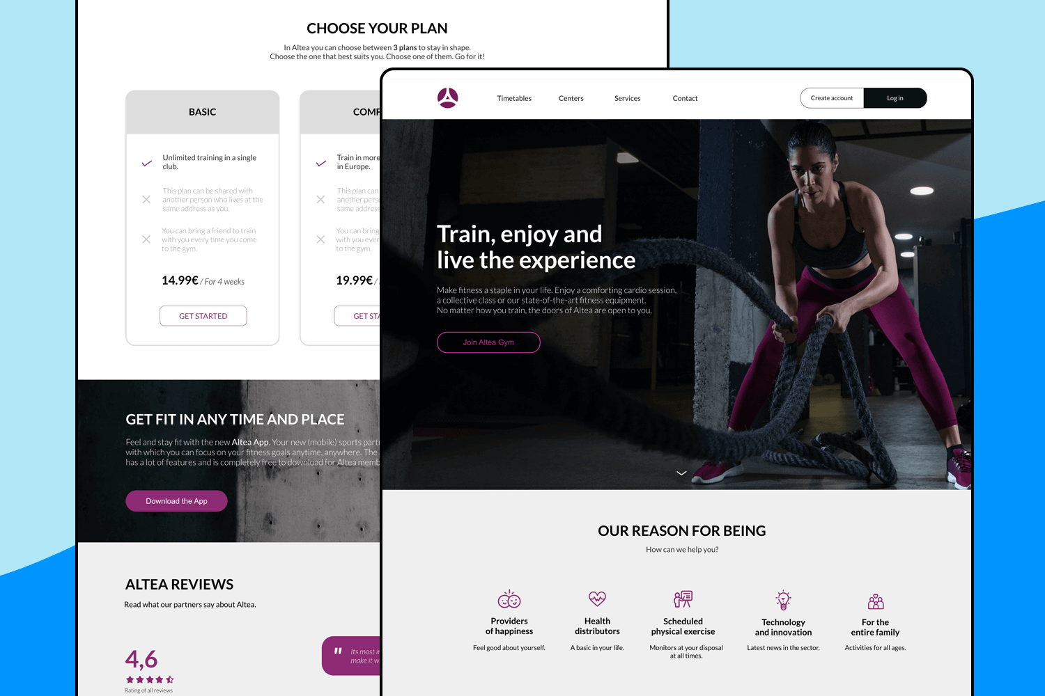 fitness center website ui example