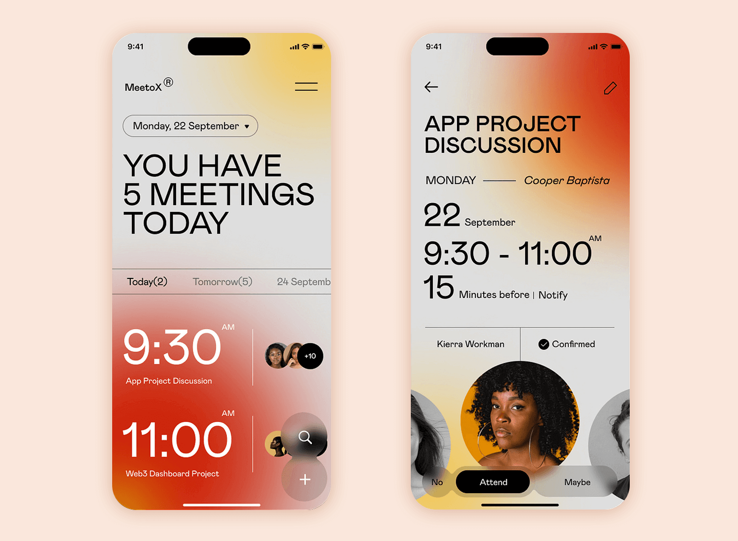 Modern calendar app design by Izmahsa showcasing daily meetings and event notifications for better scheduling.