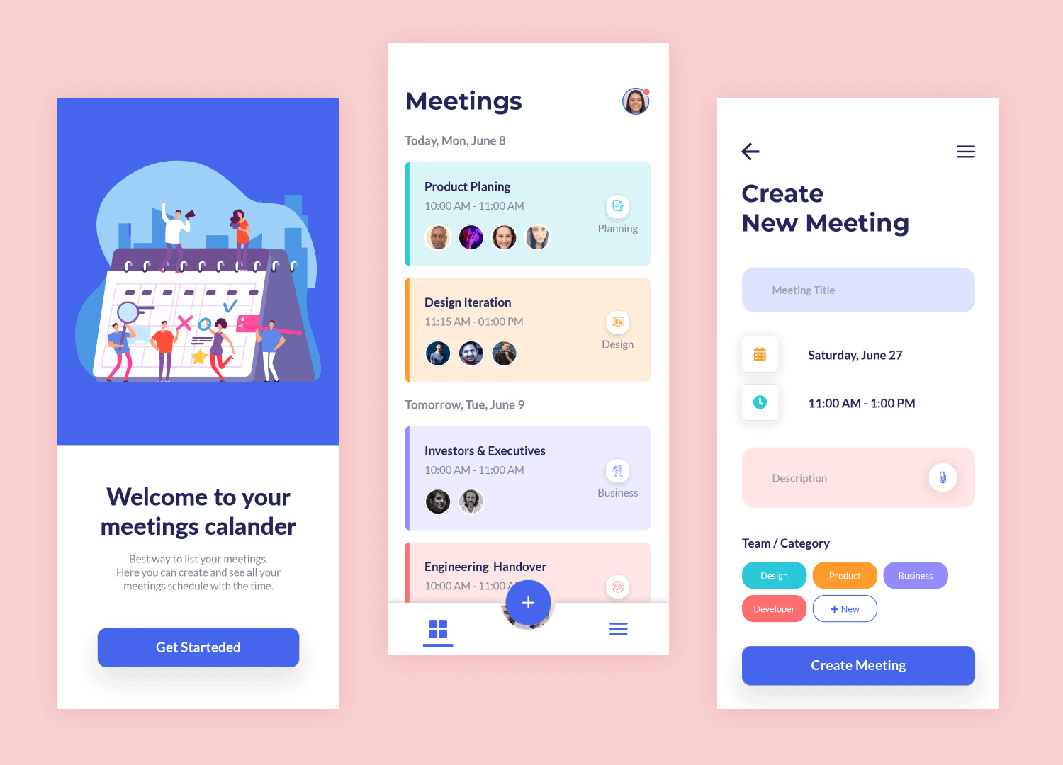 Meeting scheduler calendar app design showcasing event planning and intuitive user interface