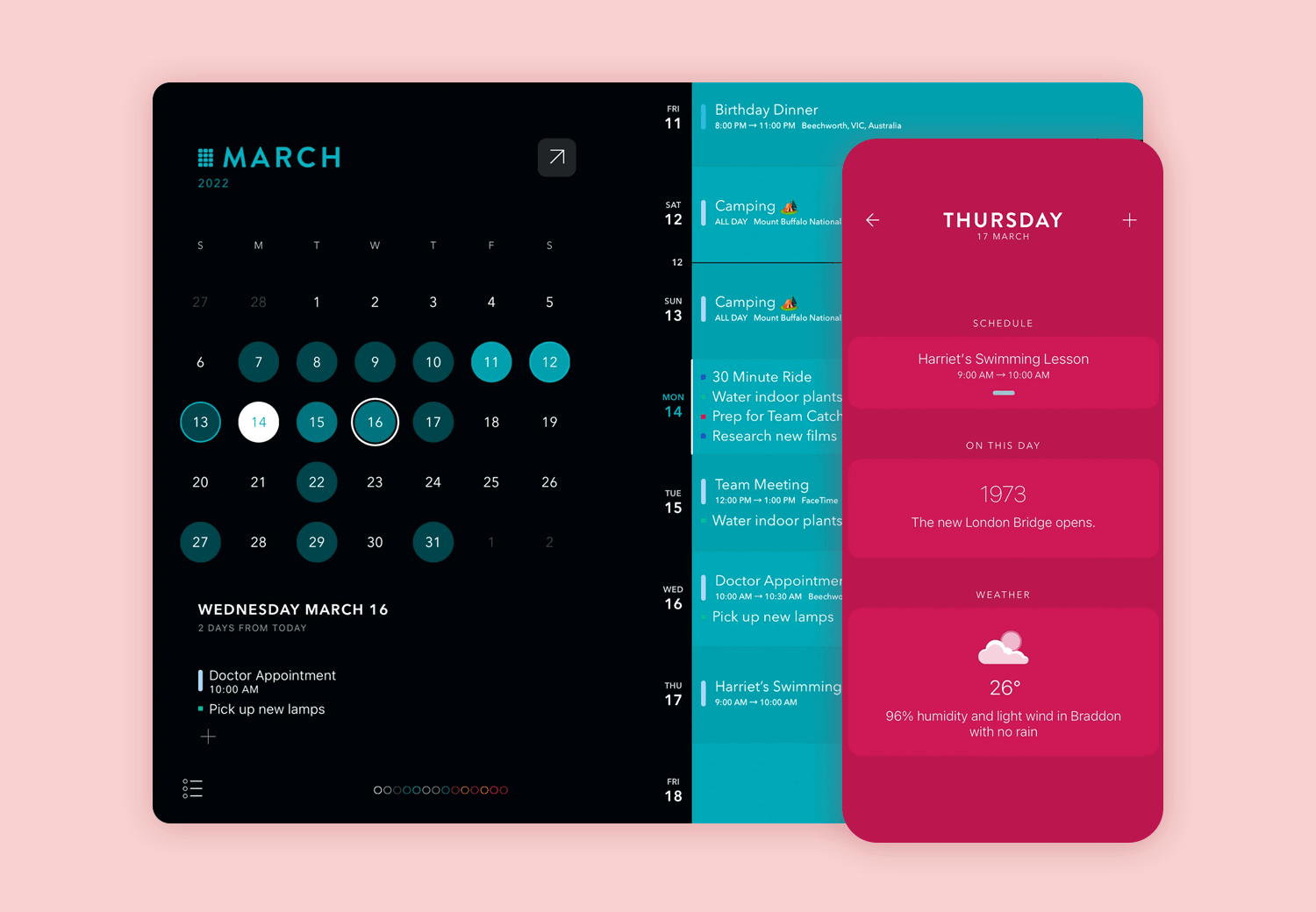 Moleskine Timepage calendar app design with a sleek interface for scheduling and events