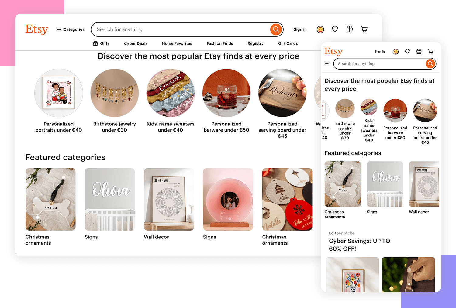 responsive website examples etsy