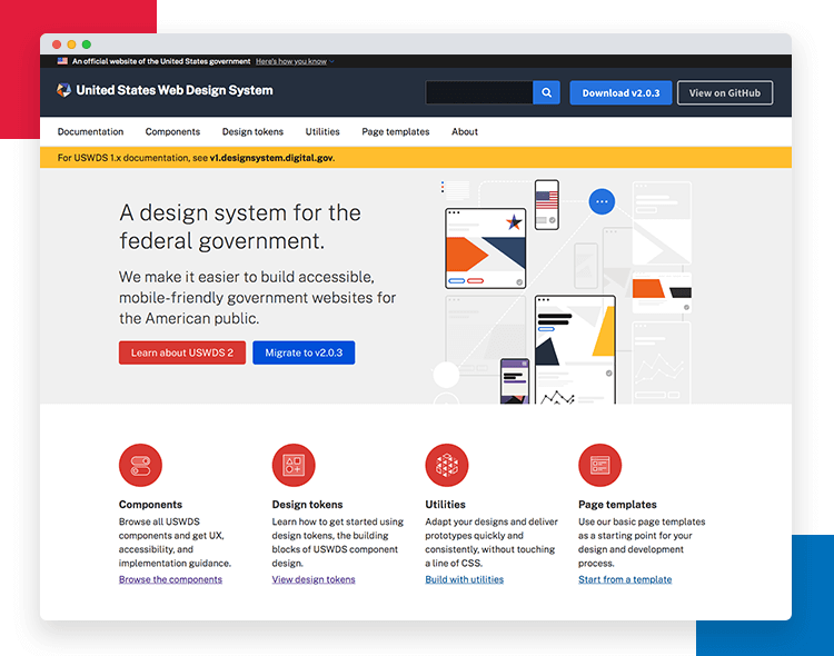 Justinmind US Web Design Standards UI kit - federal design system