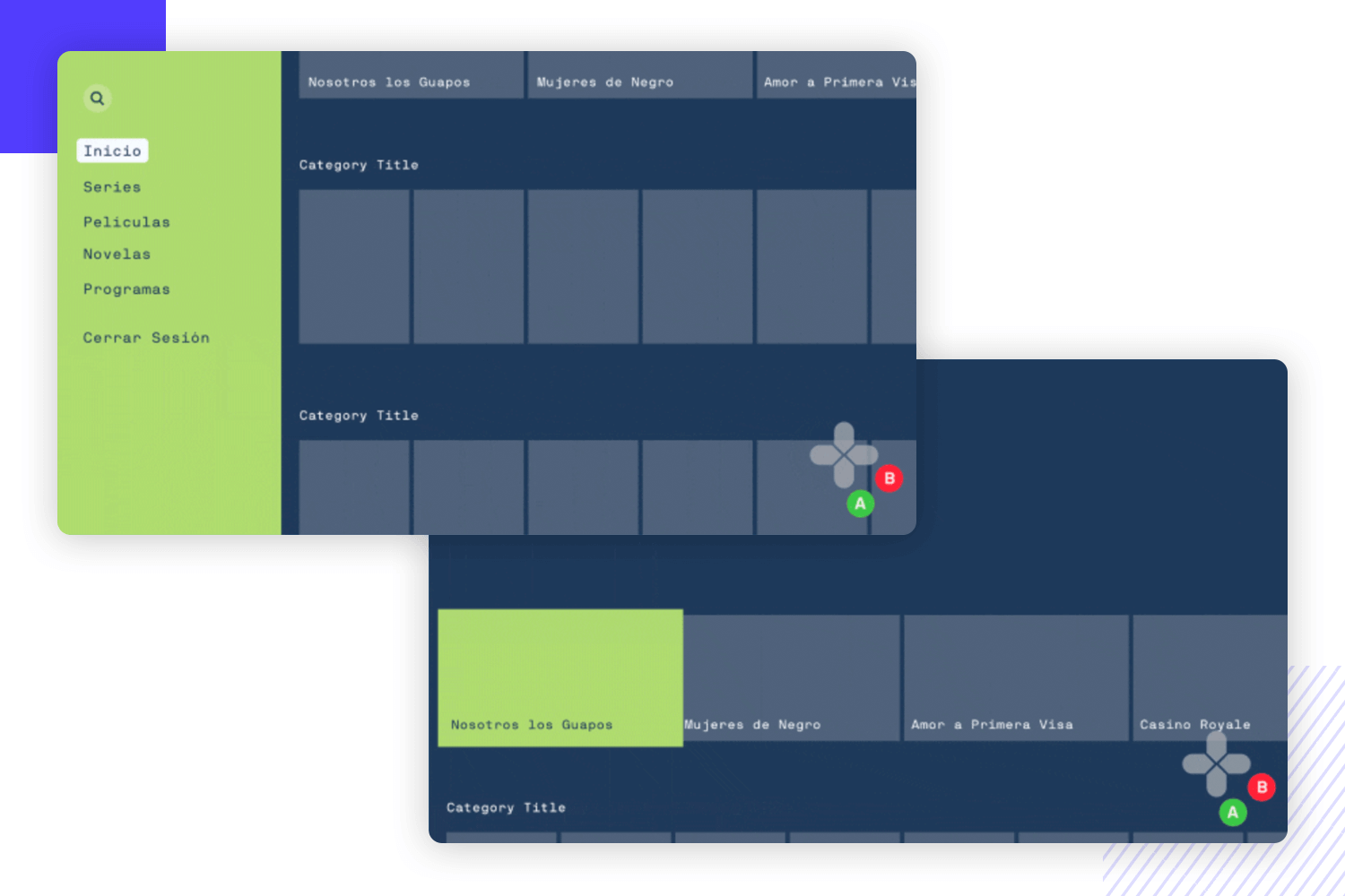 webapp wireframe example for smart TV