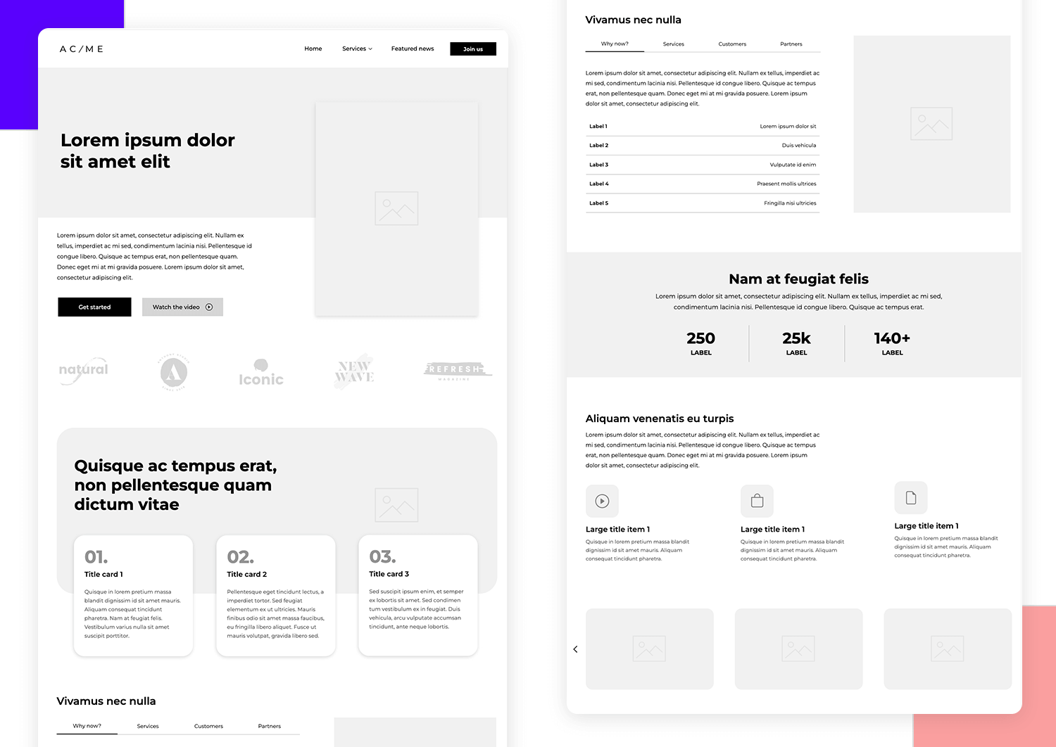 website wireframe examples landing page