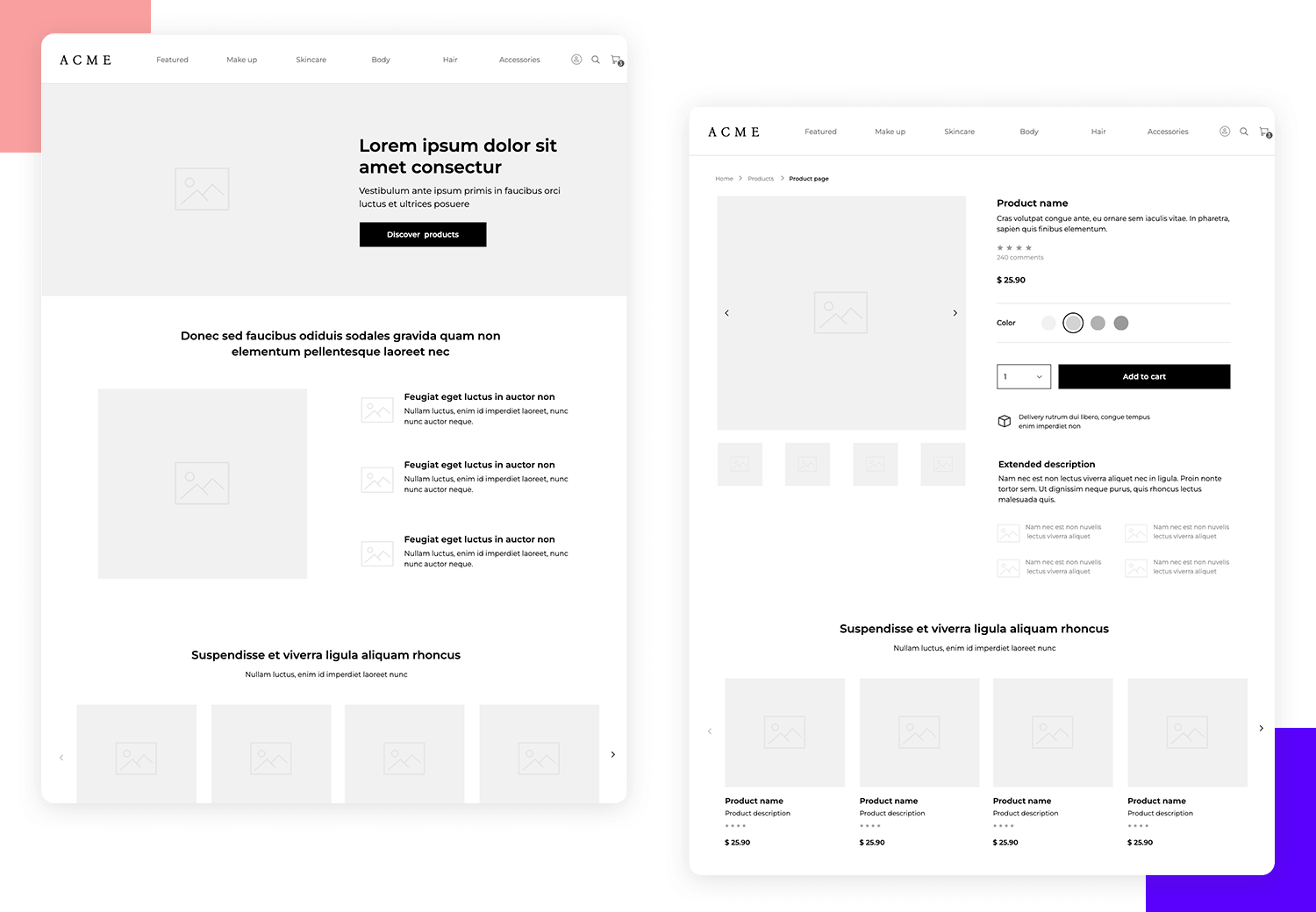 website wireframe examples makeup